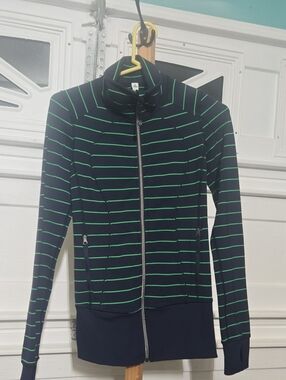 lululemon athletica Navy Bomber Jacket with Green Stripes